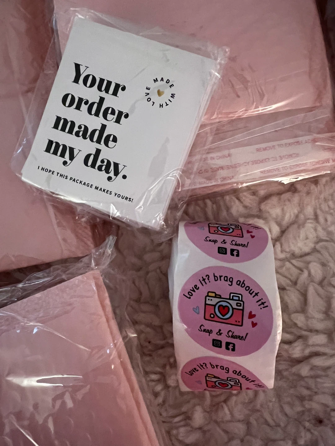 Pink Bubble Mailers & Stickers