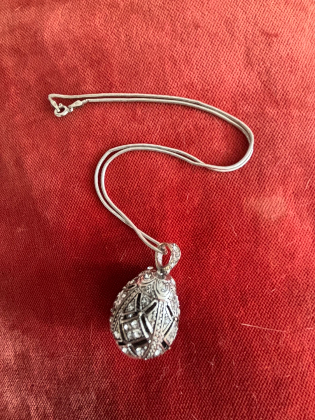 Ornate Egg Pendant with sterling silver Necklace