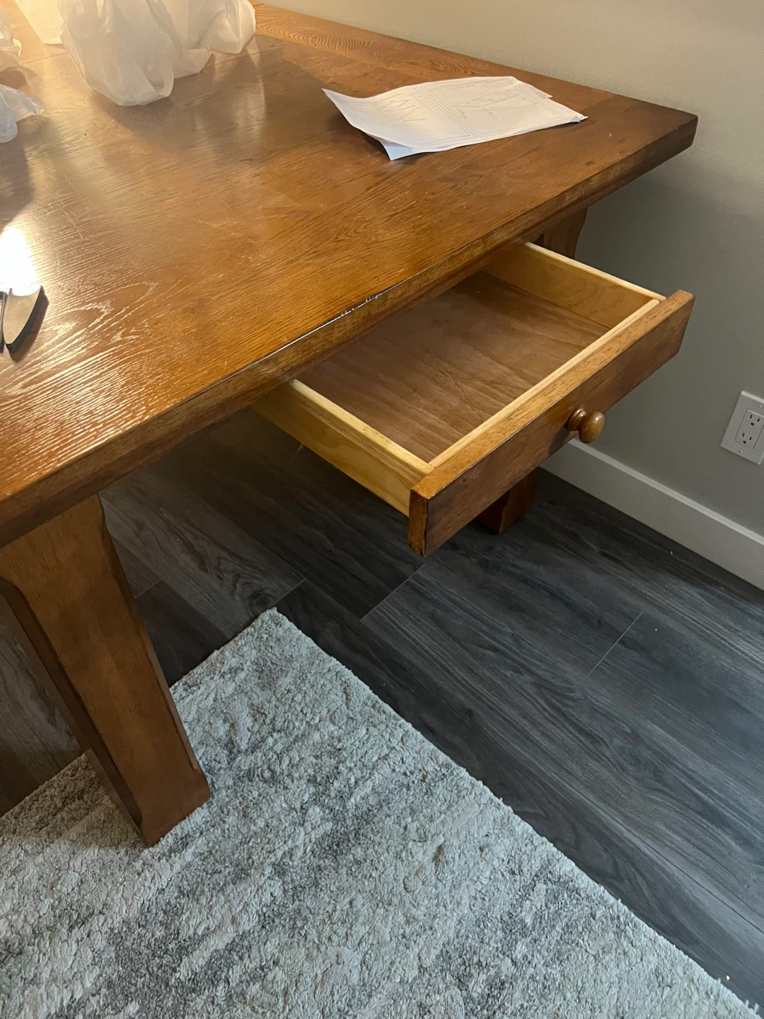 Wooden Dining Table with Drawer