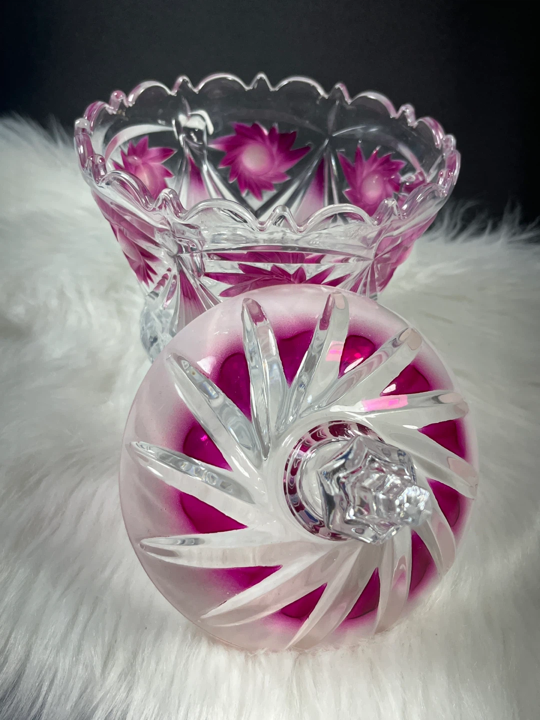 Crystal Candy Dish with Lid - Pink Ombre - photo 5