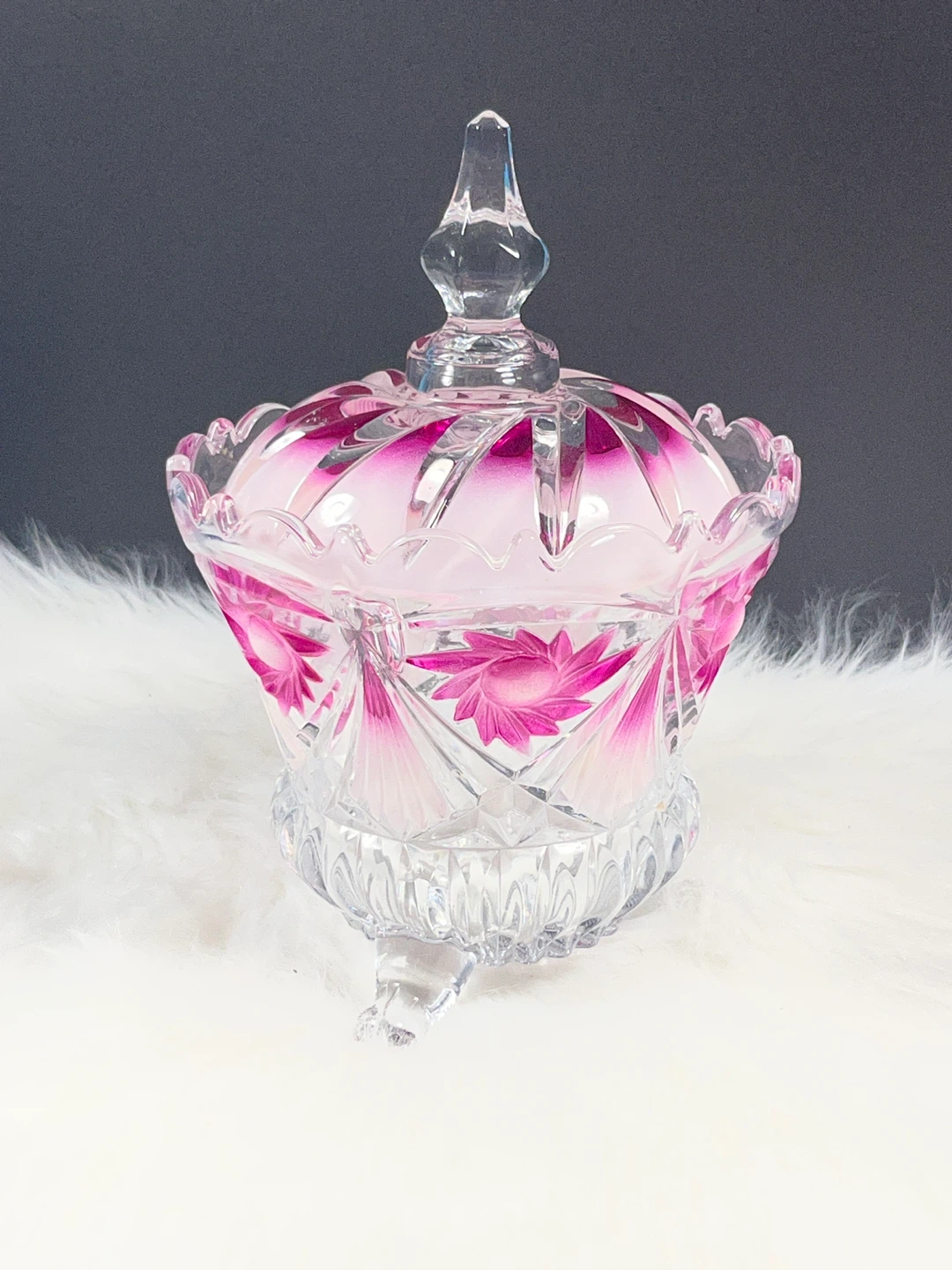 Crystal Candy Dish with Lid - Pink Ombre - photo 3