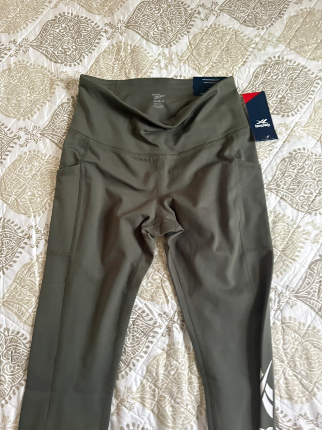 Reebok Women's High-Waisted Leggings Olive Green Size M