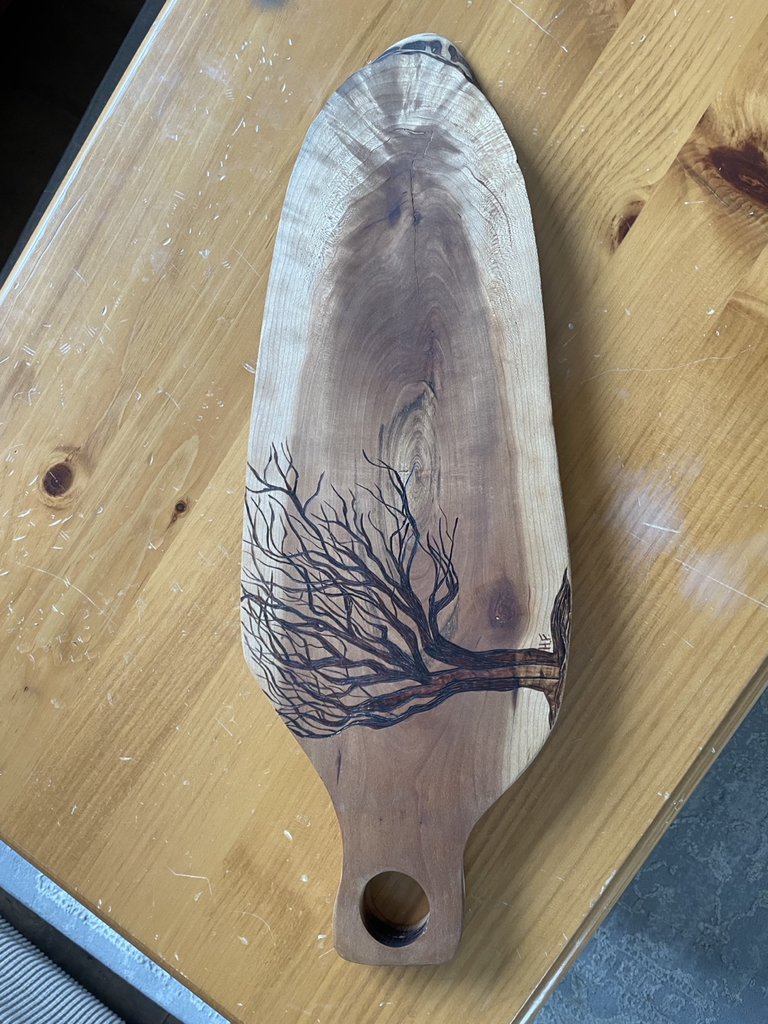 Handmade Wood Serving Board with Tree Design - photo 2