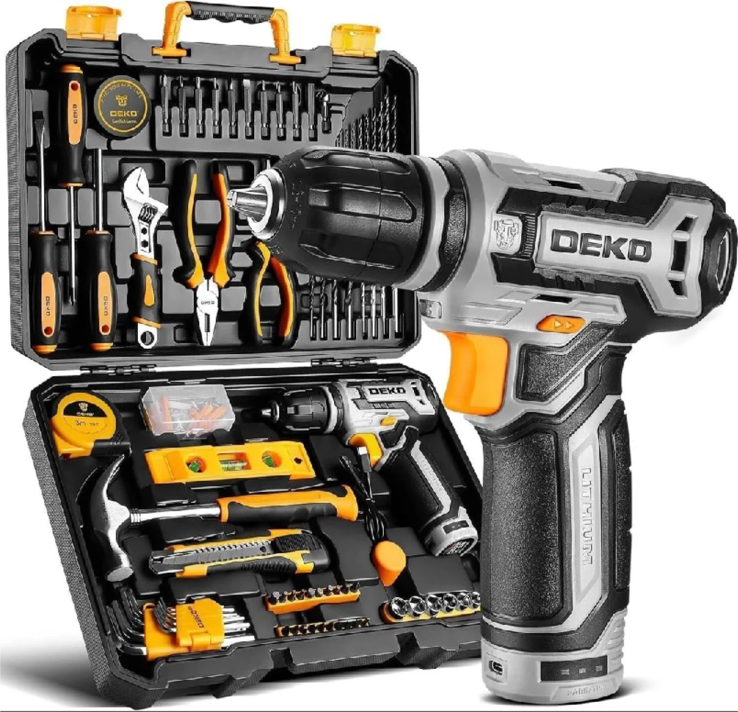 DEKO 12V Cordless Drill and Tool Set