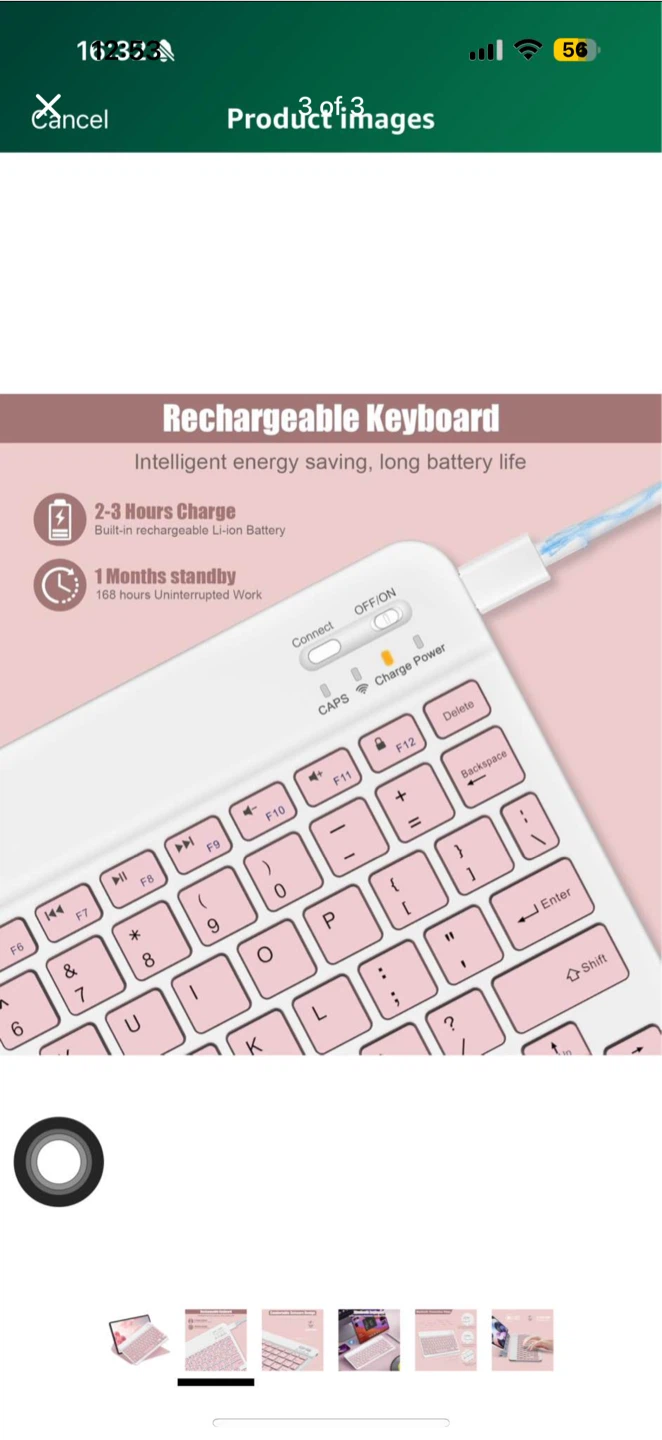 White and Pink Rechargeable Bluetooth Keyboard - photo 3