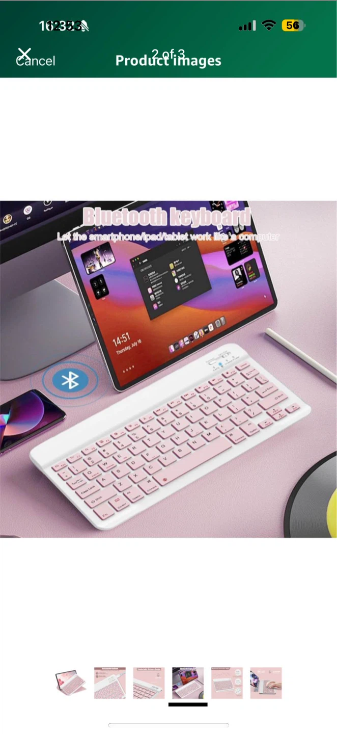White and Pink Rechargeable Bluetooth Keyboard - photo 2