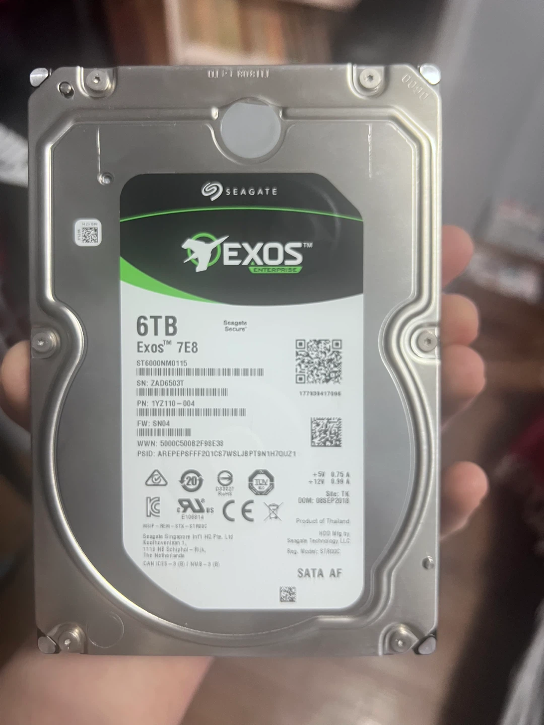 6TB Seagate Exos 7E8 Hard Drive