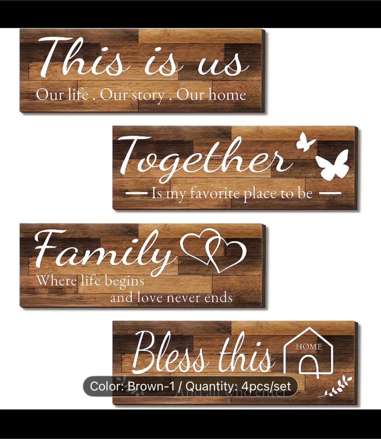 4 Piece Wood Wall Art Set