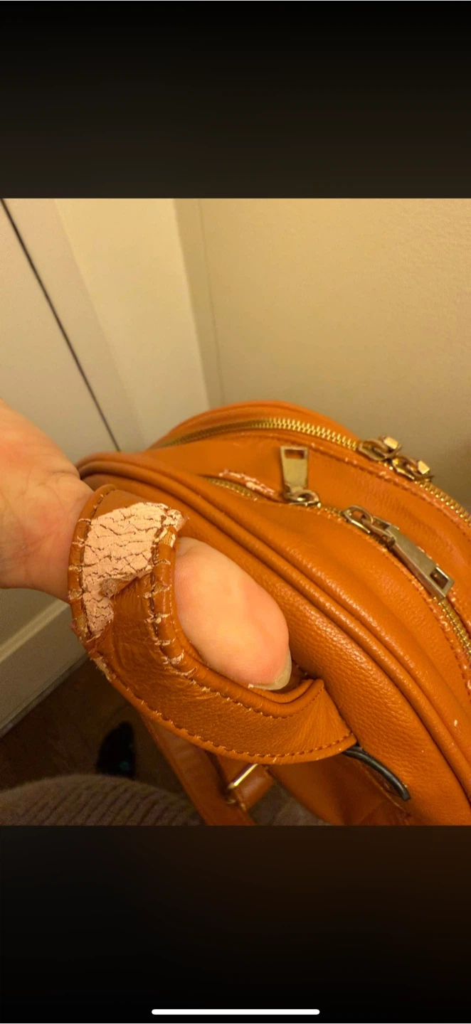 Quilted Orange Backpack with Multi Zippers for sale! - photo 4