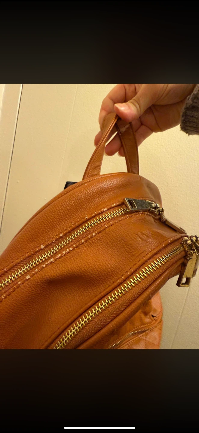 Quilted Orange Backpack with Multi Zippers for sale! - photo 5