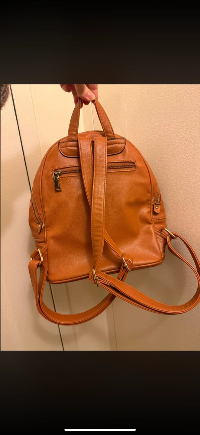 Quilted Orange Backpack with Multi Zippers for sale! - photo 2