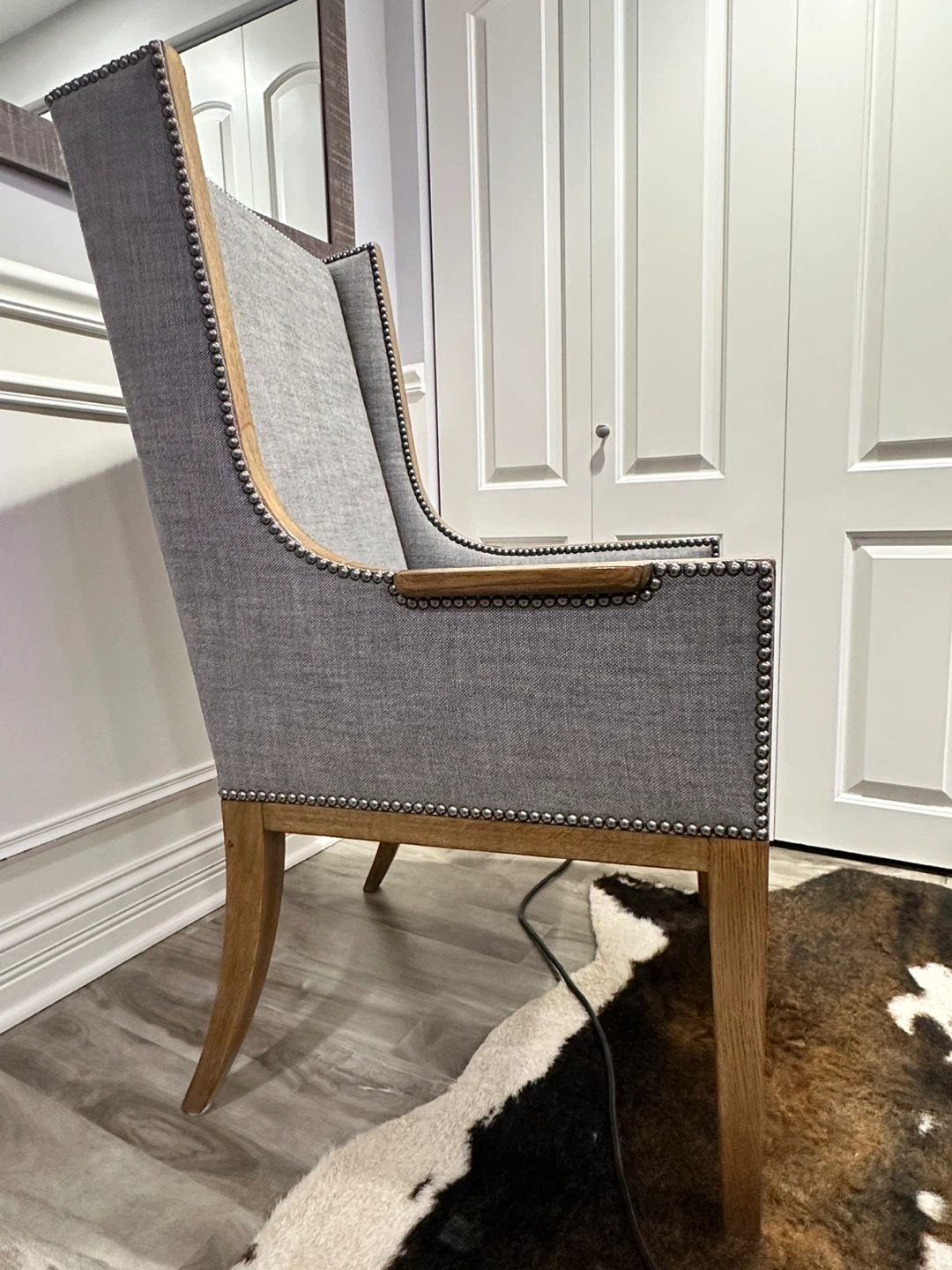 Restoration Hardware AMES Fabric Dining Armchair - Charcoal