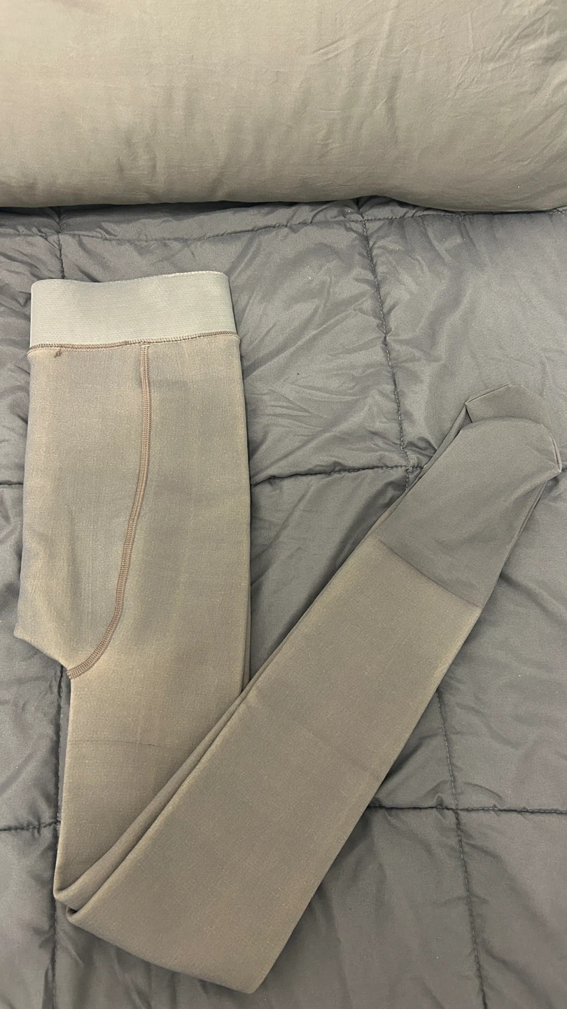 Fleece lined leggings - Grey + Beige