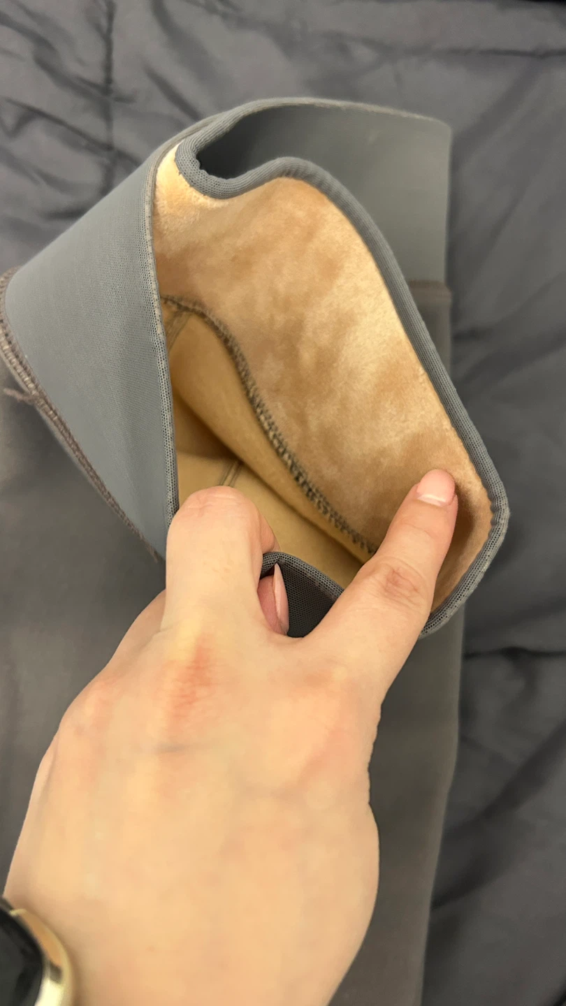 Fleece lined leggings - Grey + Beige - photo 3