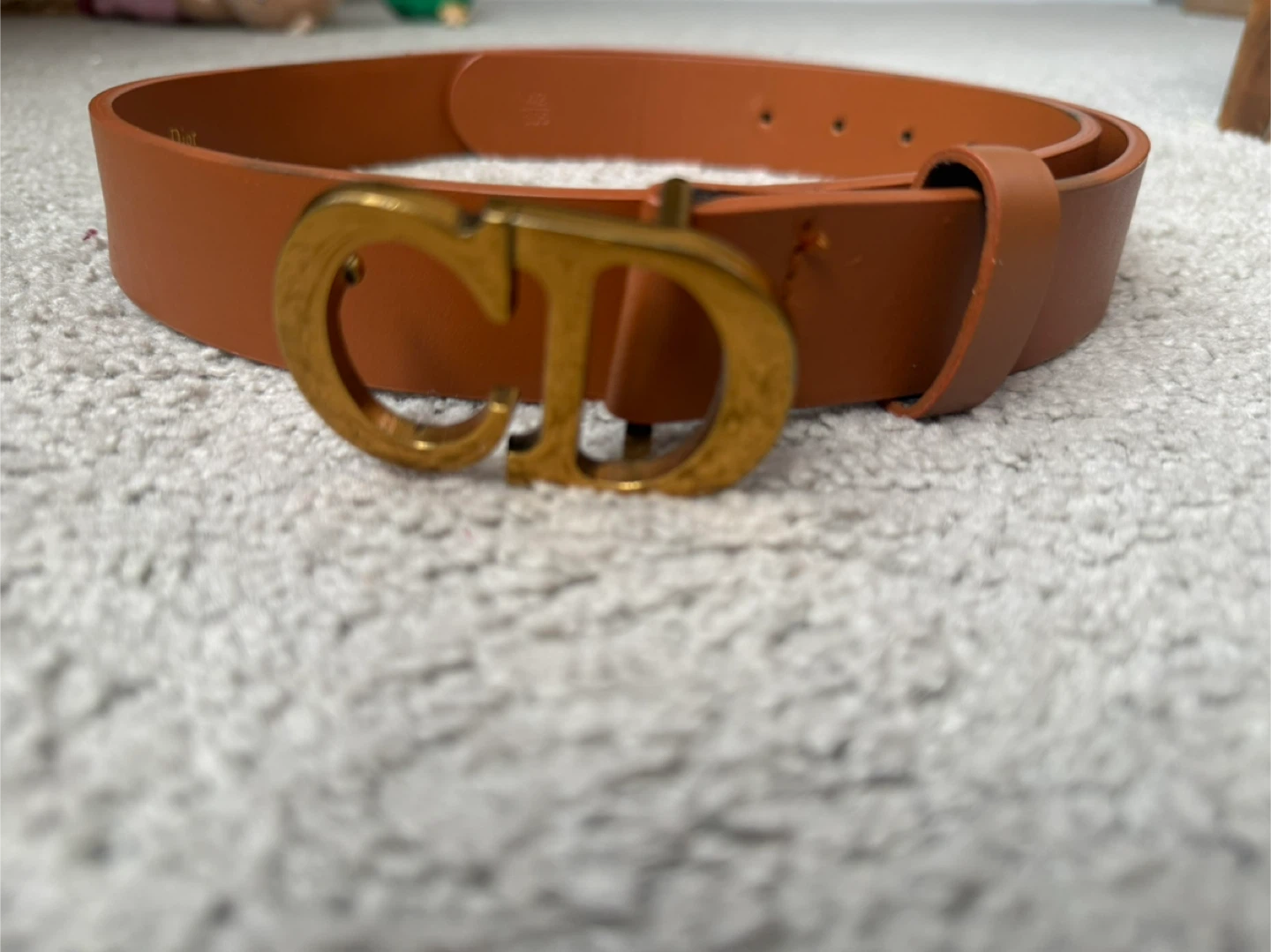 Christian Dior Brown Leather Belt with CD Buckle