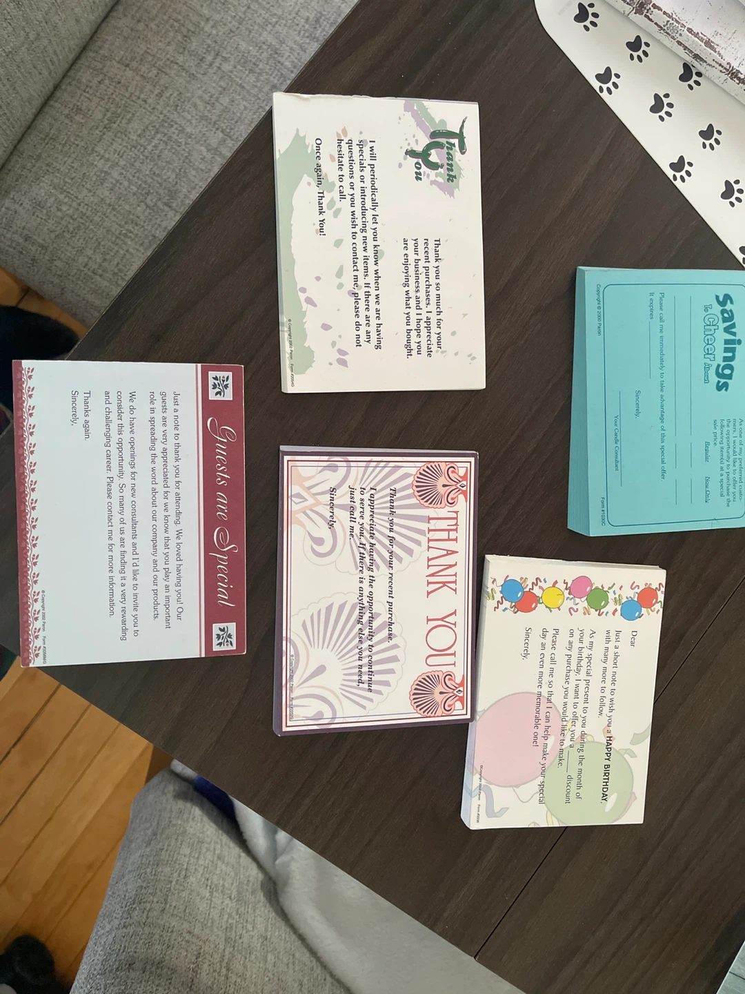 Lot of 5 Thank You and Savings Cards