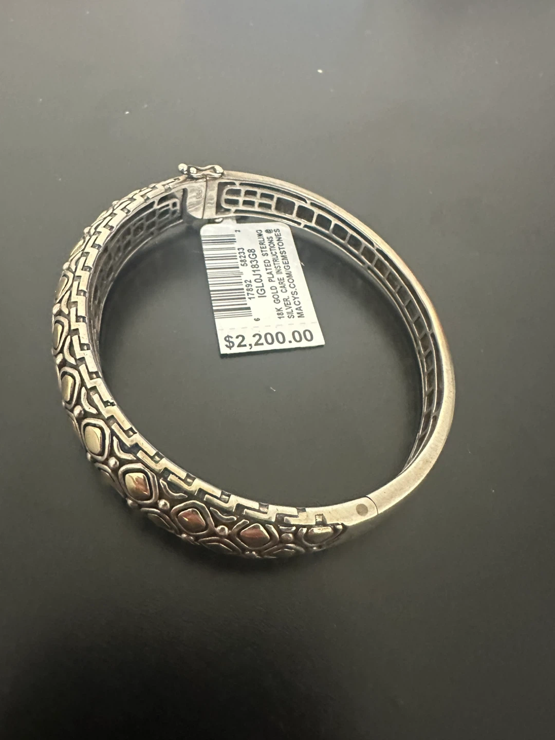 18K Gold Plated Sterling Silver Bangle Bracelet
