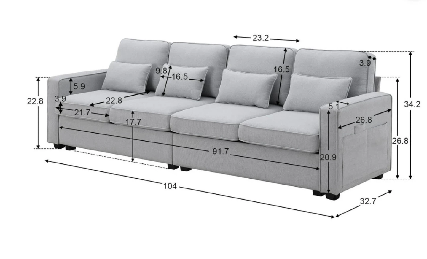 4-Seater Sofa with Cup Holders - photo 4