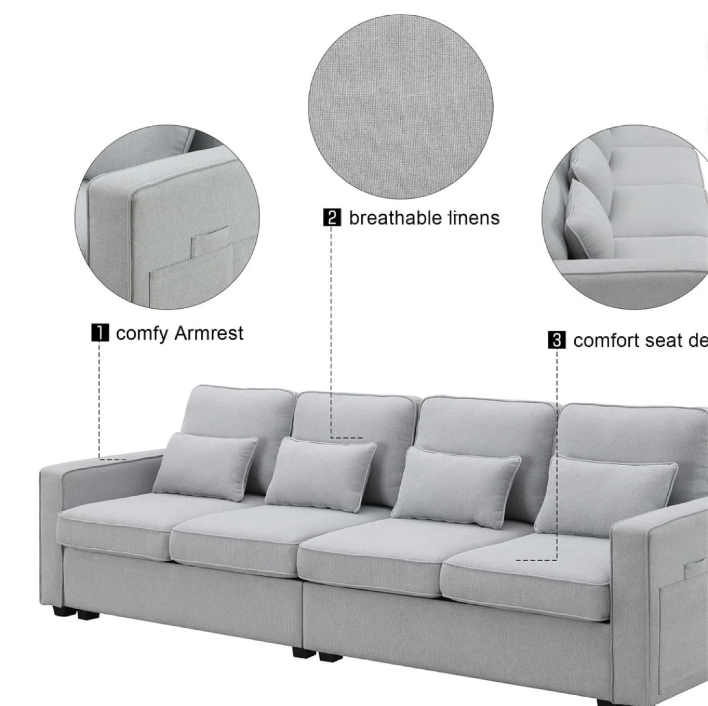 4-Seater Sofa with Cup Holders - photo 5
