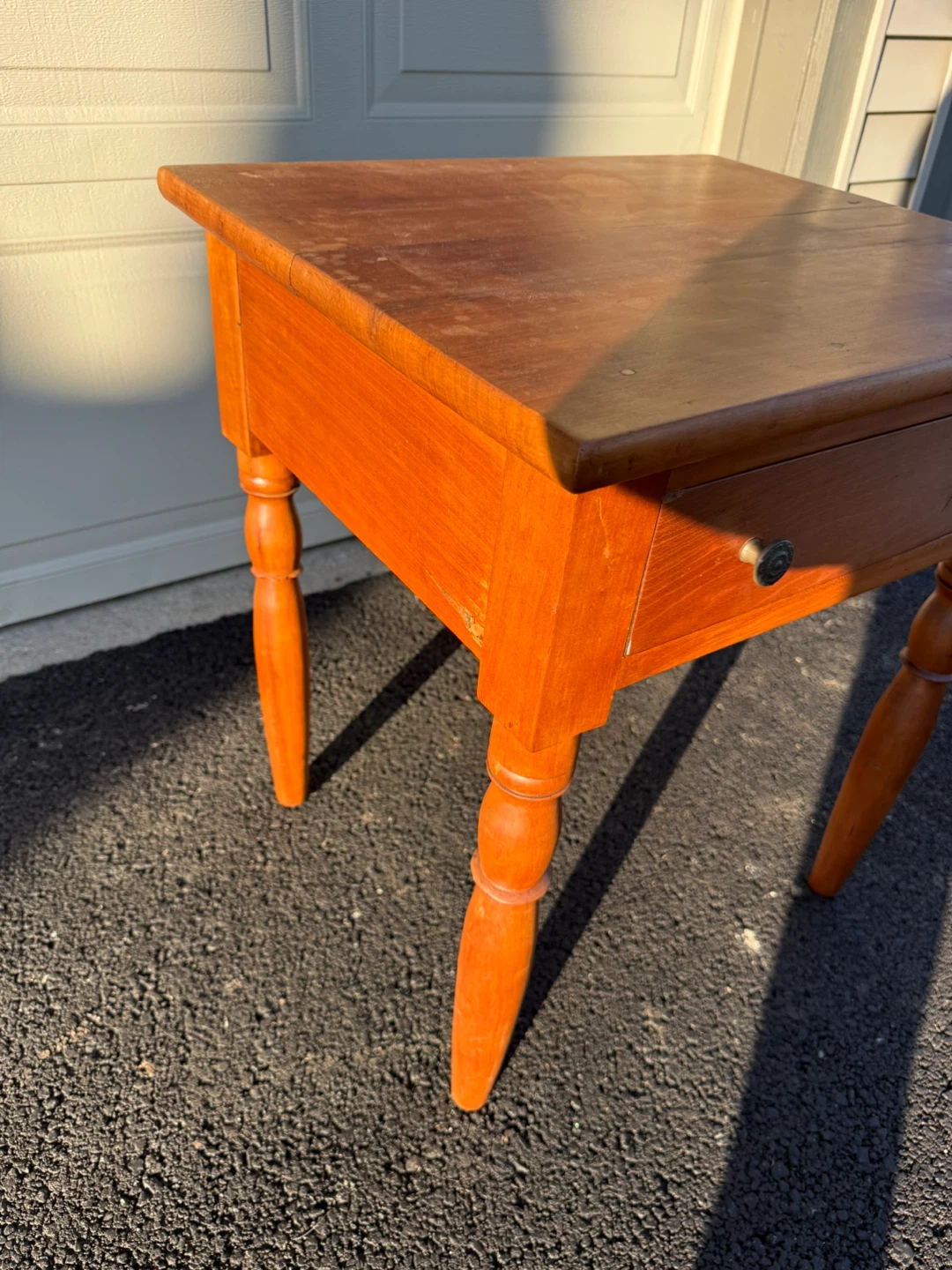 Antique Primitive Table w Drawer Solid Wood Rustic - photo 3