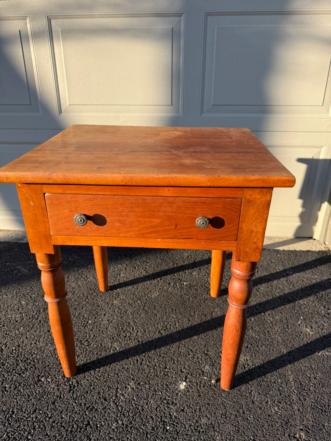 Antique Primitive Table w Drawer Solid Wood Rustic