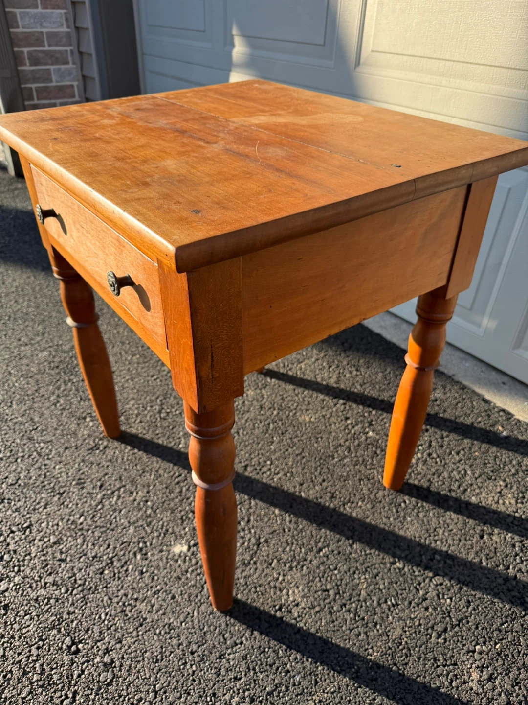 Antique Primitive Table w Drawer Solid Wood Rustic - photo 2
