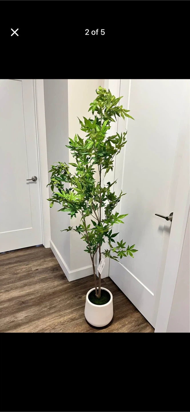 Artificial Maple Tree Plant in White Pot - photo 4