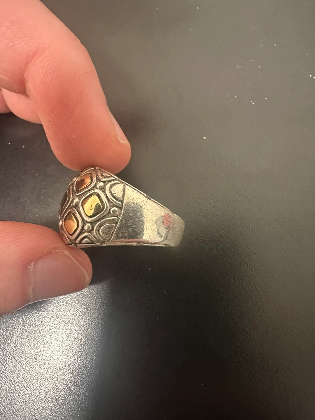 18K Gold Plated Sterling Silver Geometric Ring - photo 2
