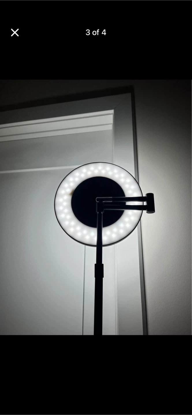 Adjustable Ring Light Floor Lamp with Shelf - photo 3