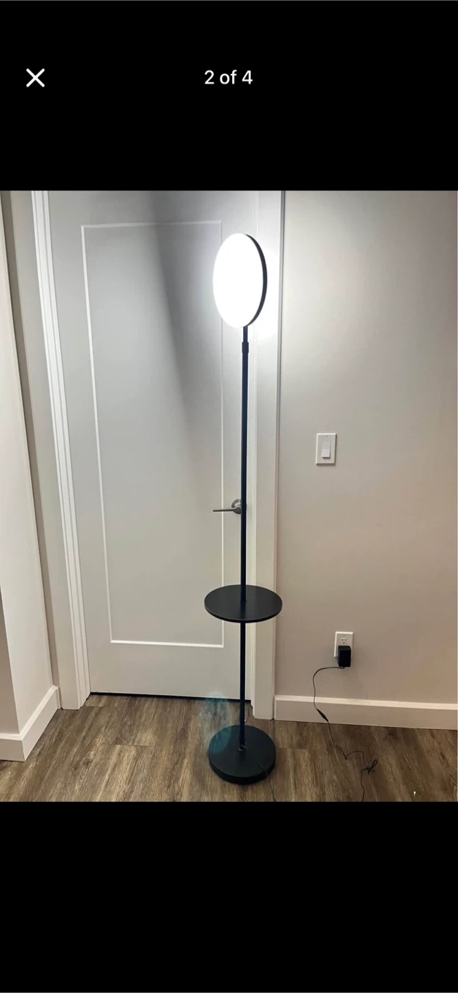 Adjustable Ring Light Floor Lamp with Shelf - photo 2
