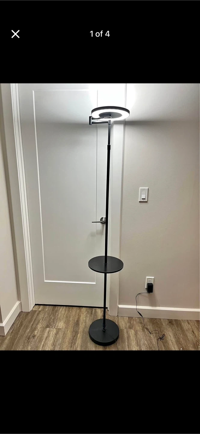 Adjustable Ring Light Floor Lamp with Shelf