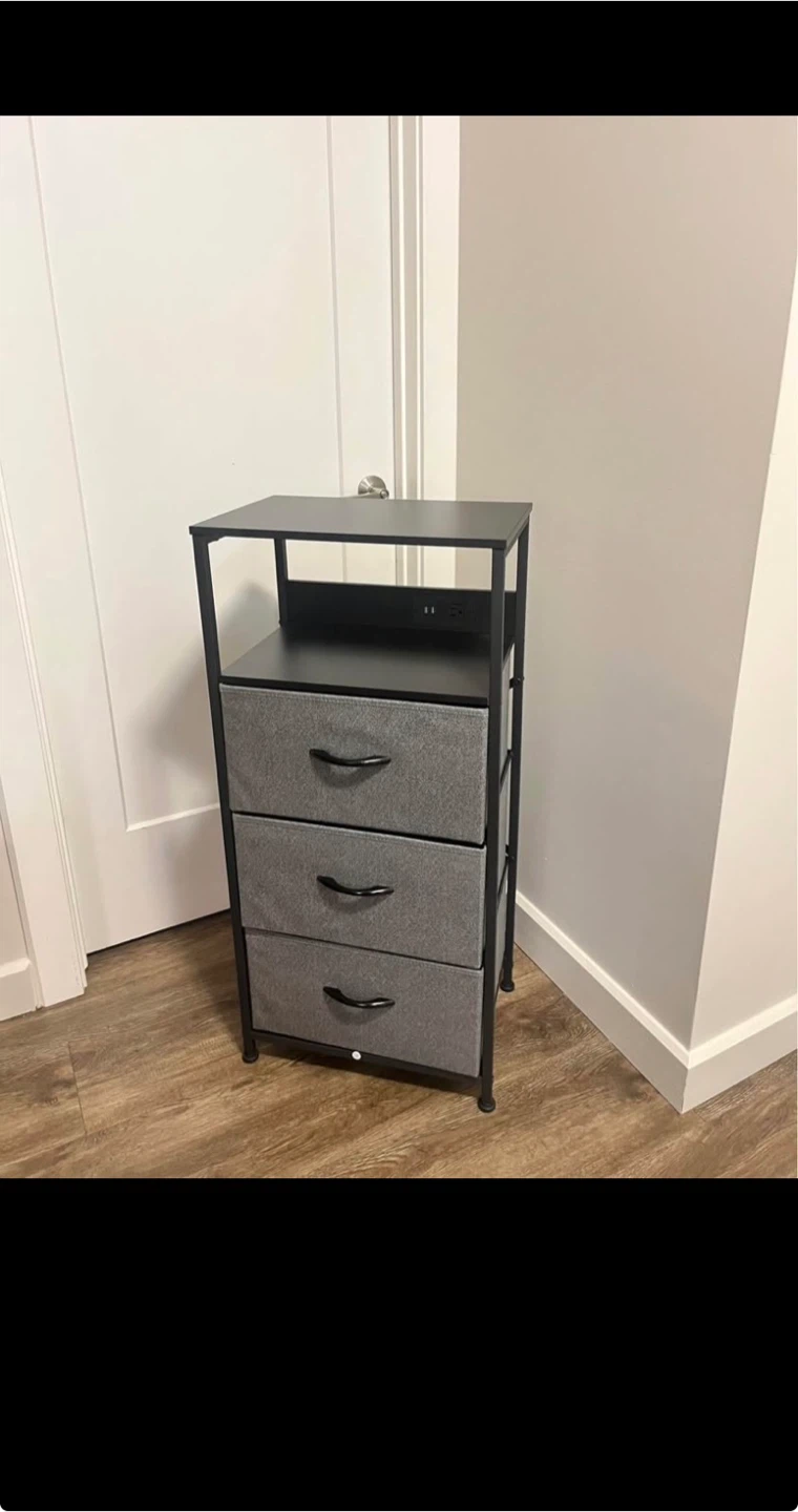 3-Drawer Fabric Dresser with Built-in Charging Station - photo 2