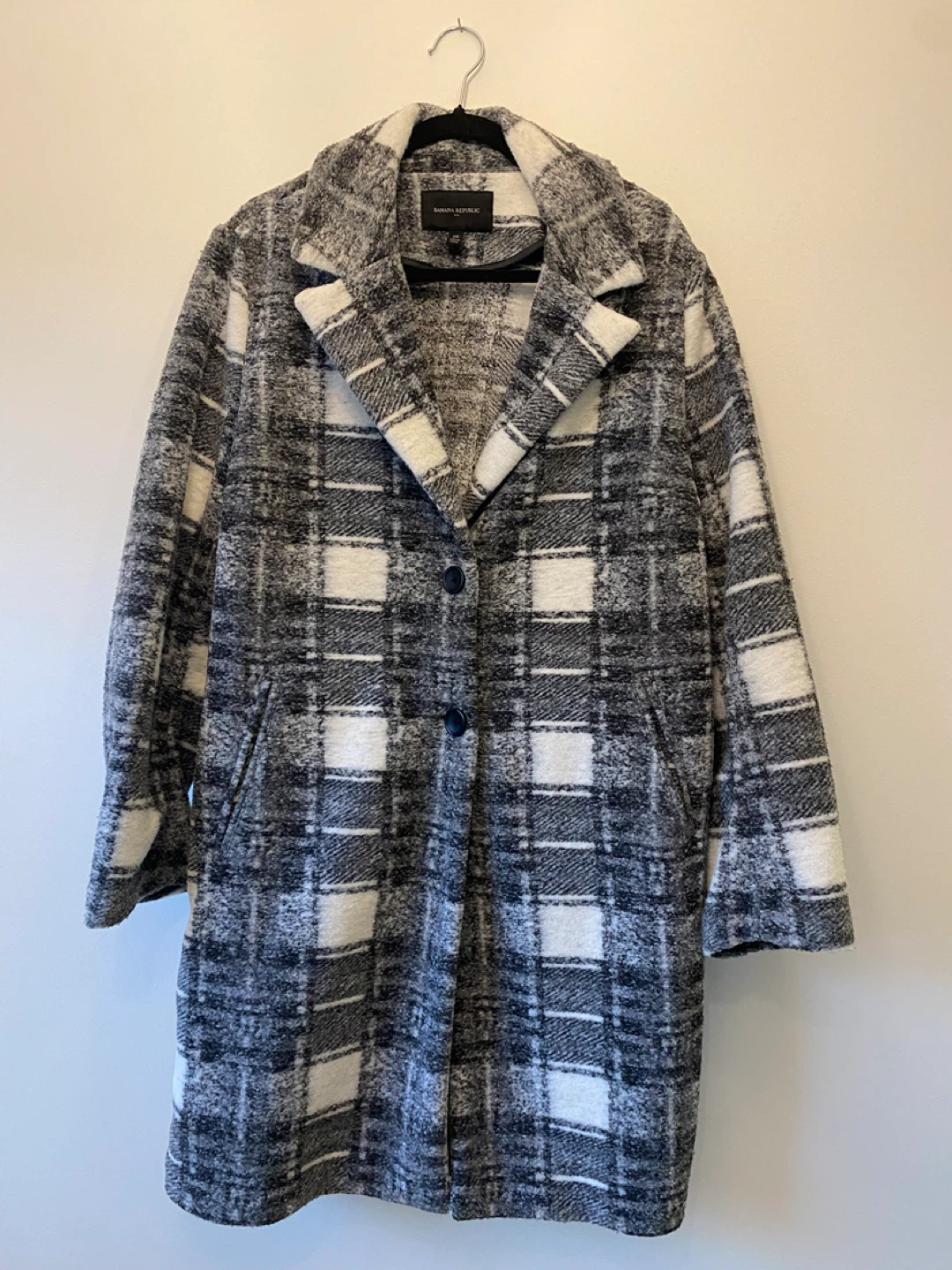 Banana Republic Plaid Wool Blend Coat XL 🥕
