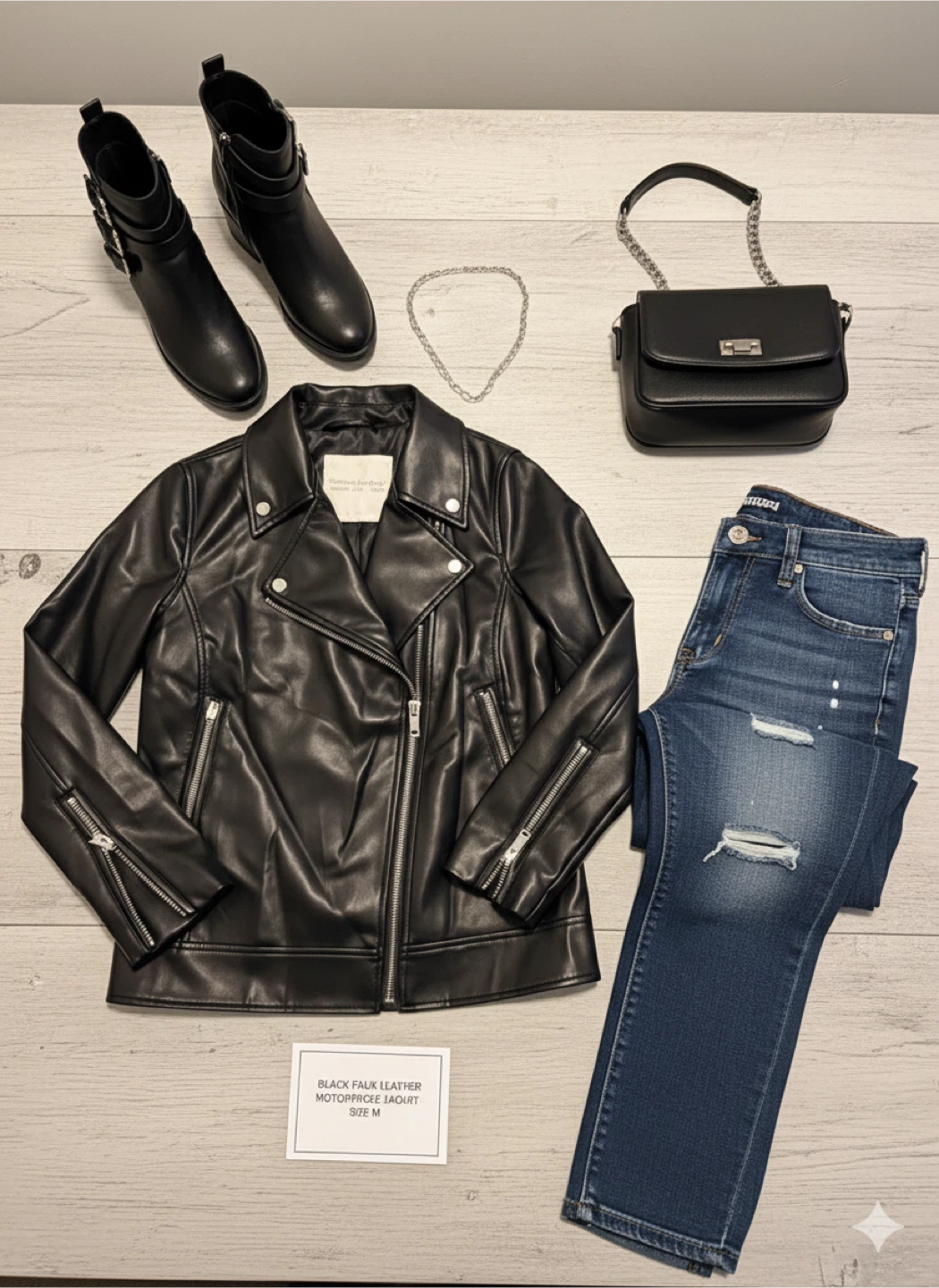 Black Faux Leather Moto Jacket