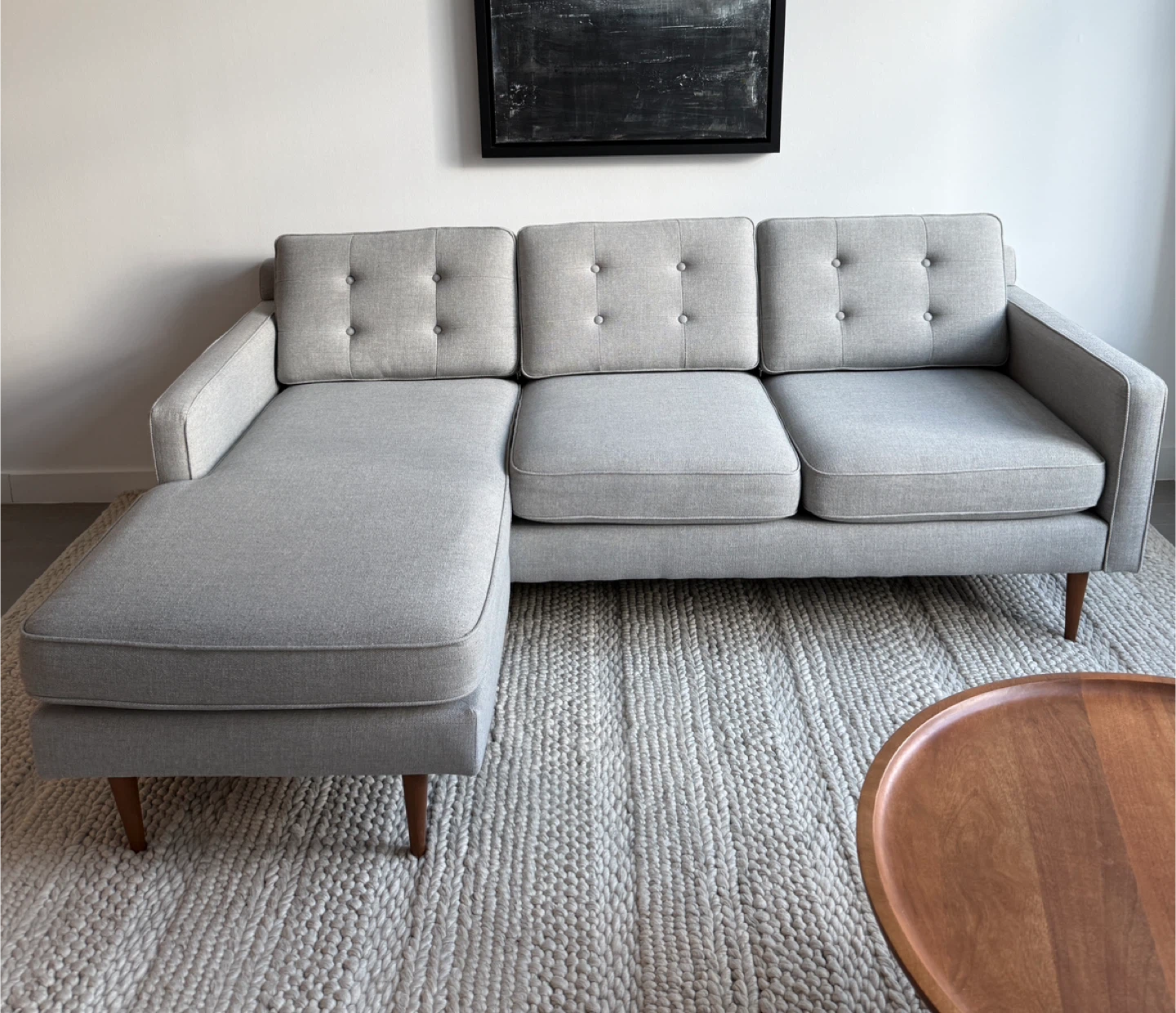 West Elm Drake Gray Sectional Sofa with Reversible Chaise