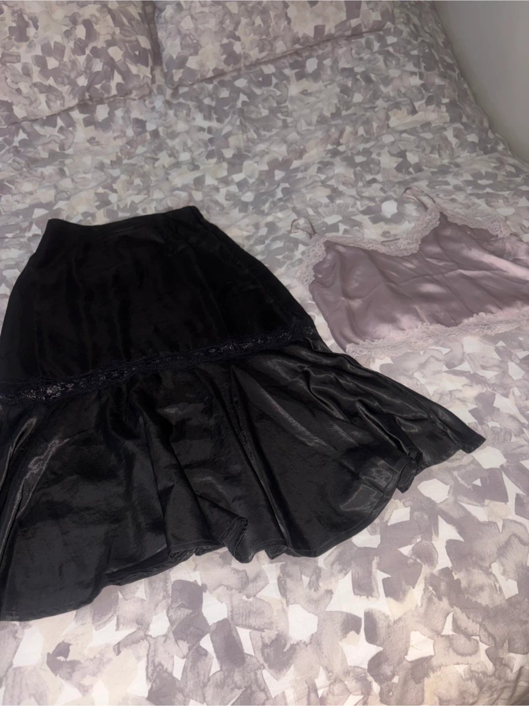 Jupe longue ADIVA noire avec dentelle