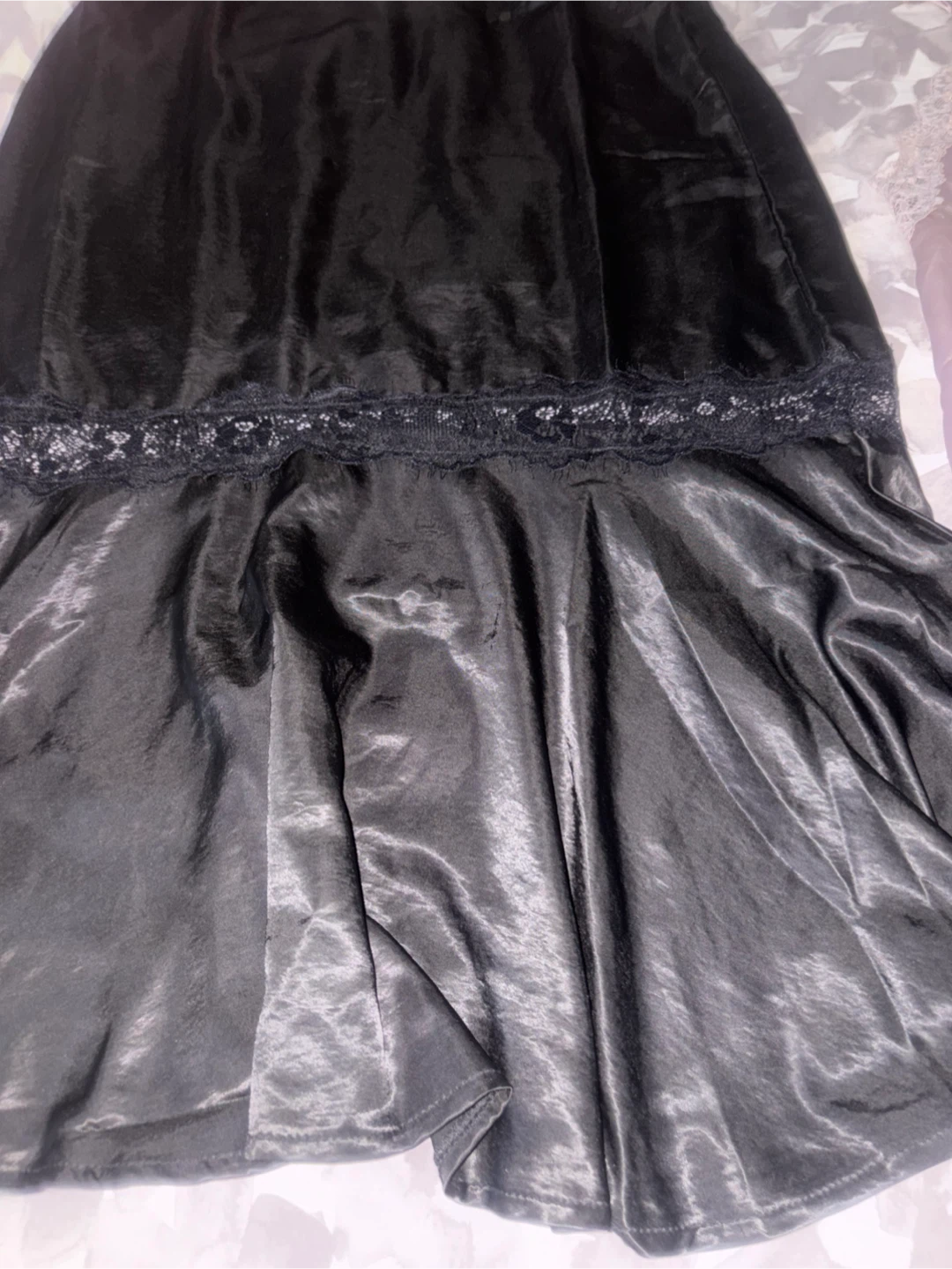 Jupe longue ADIVA noire avec dentelle - photo 3