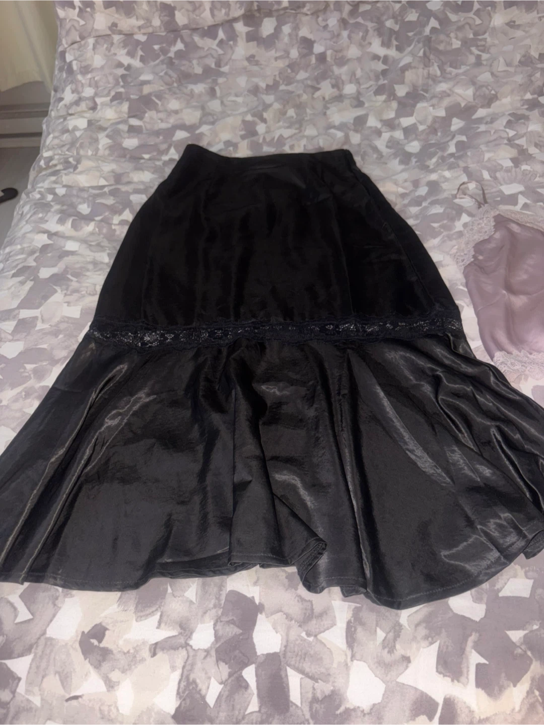 Jupe longue ADIVA noire avec dentelle - photo 2