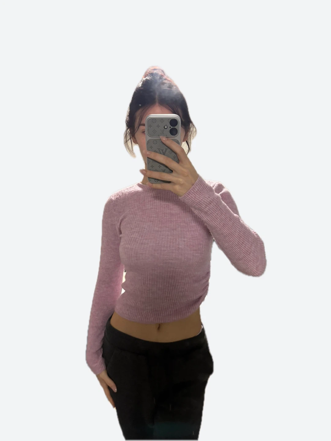 🩷 ZARA Pink Ribbed Ruched Sweater