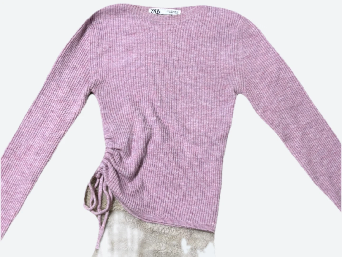 🩷 ZARA Pink Ribbed Ruched Sweater - photo 3