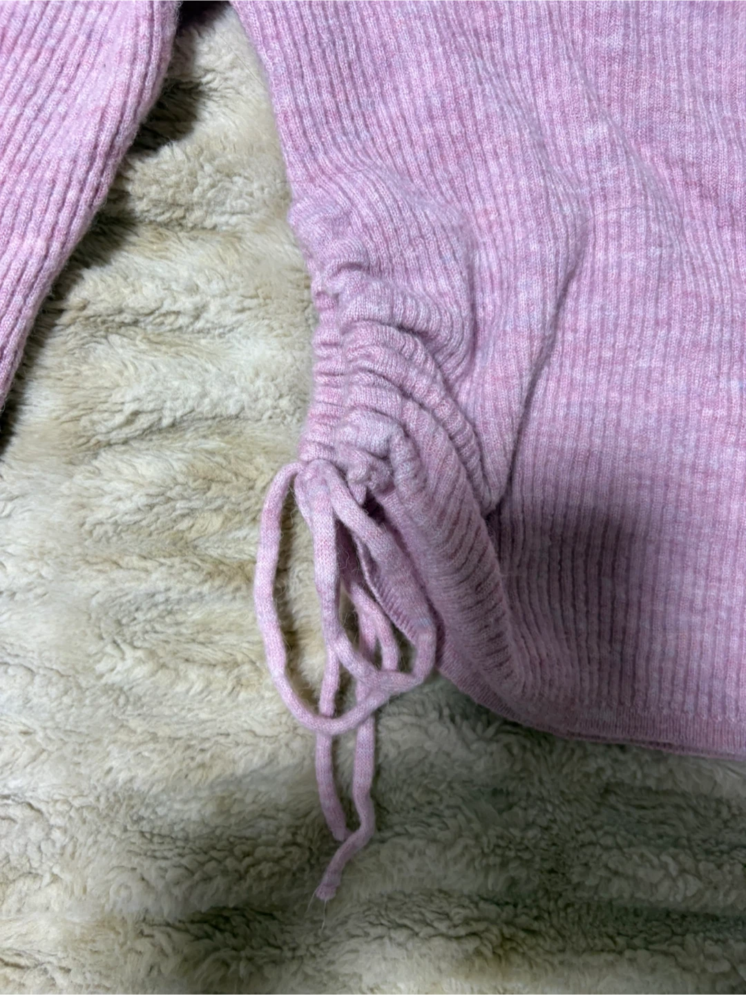 🩷 ZARA Pink Ribbed Ruched Sweater - photo 4