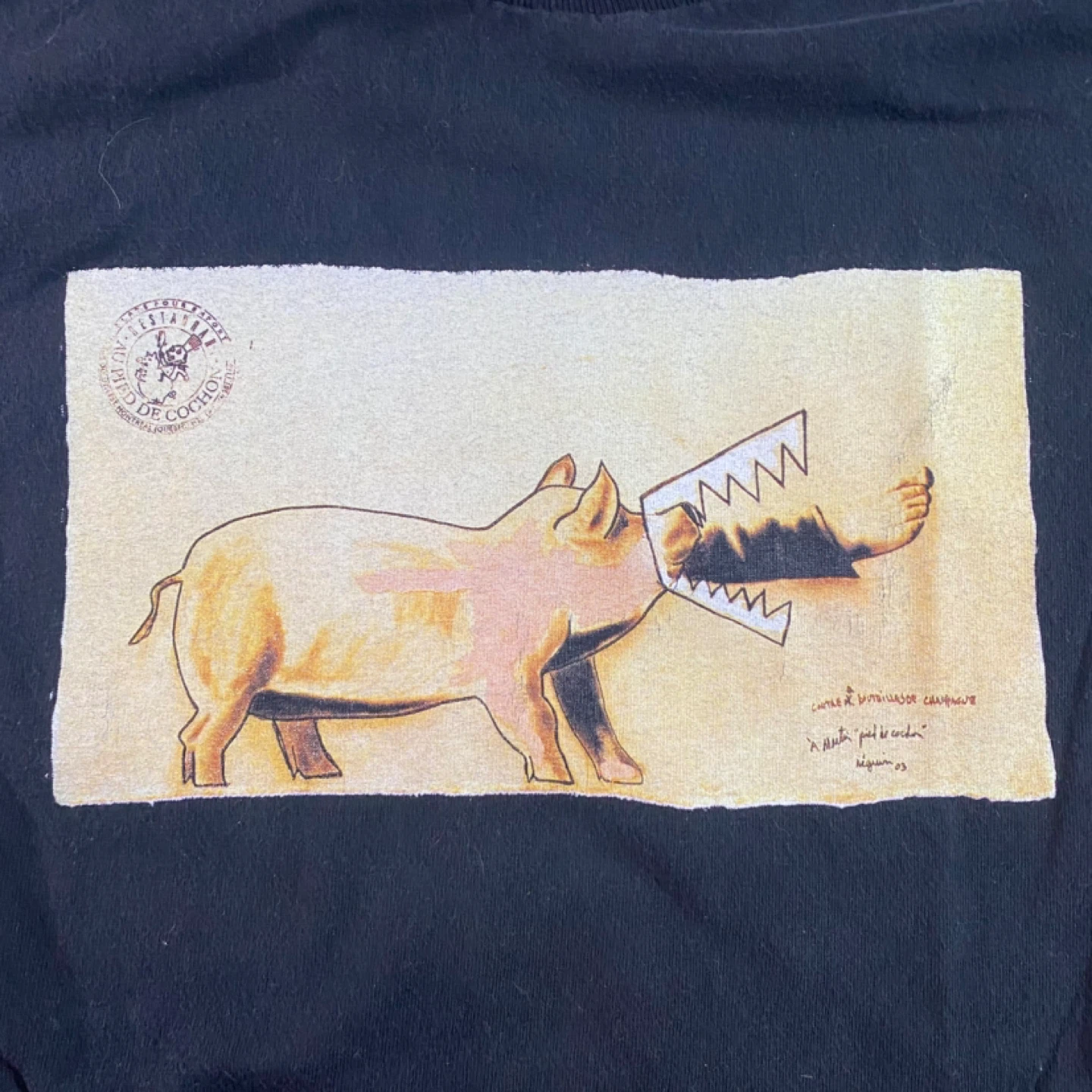 ALSTYLE Black T-Shirt with Pig Graphic XL - photo 2