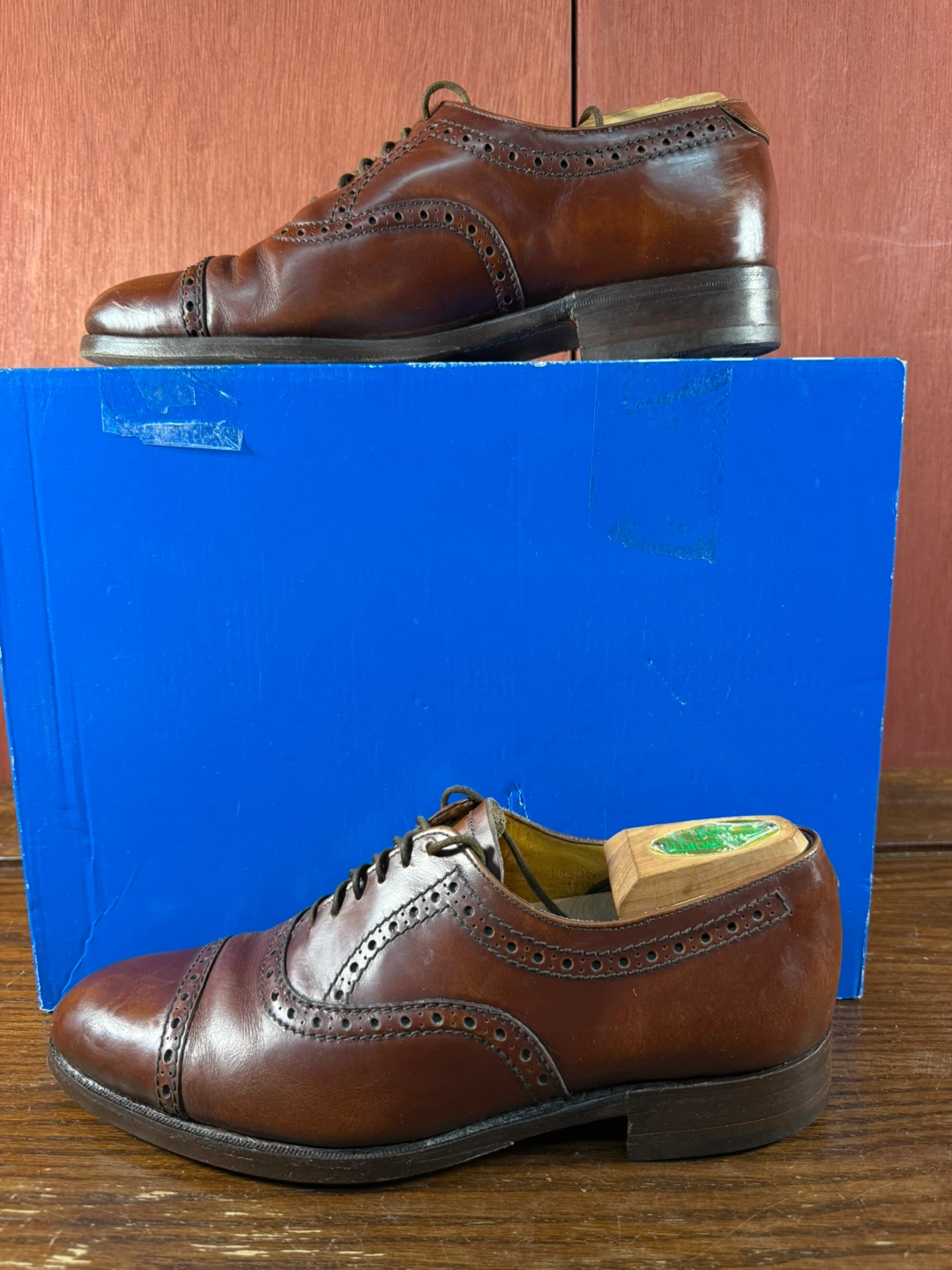 GRENSON Men’s Brown Leather Cap Toe Brogue Oxford US Size 7 EF