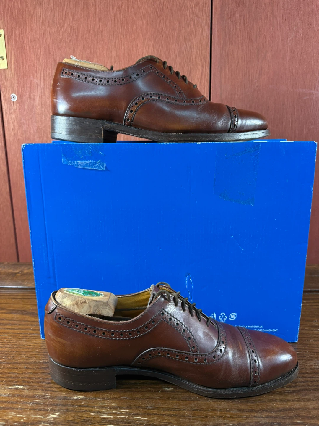 GRENSON Men’s Brown Leather Cap Toe Brogue Oxford US Size 7 EF - photo 2