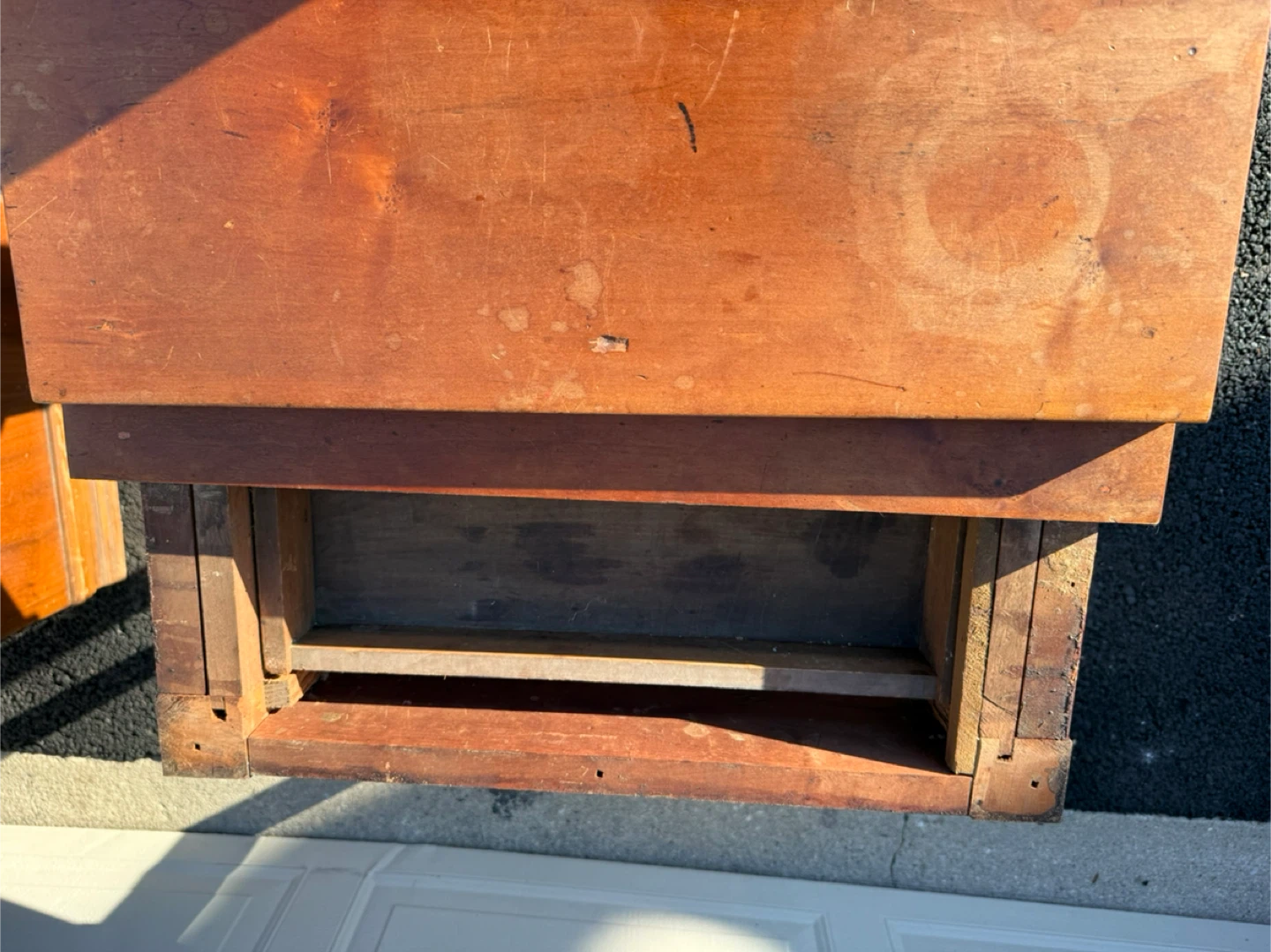 Antique Table w Drawer Split Top Solid Wood Restoration Project - photo 3