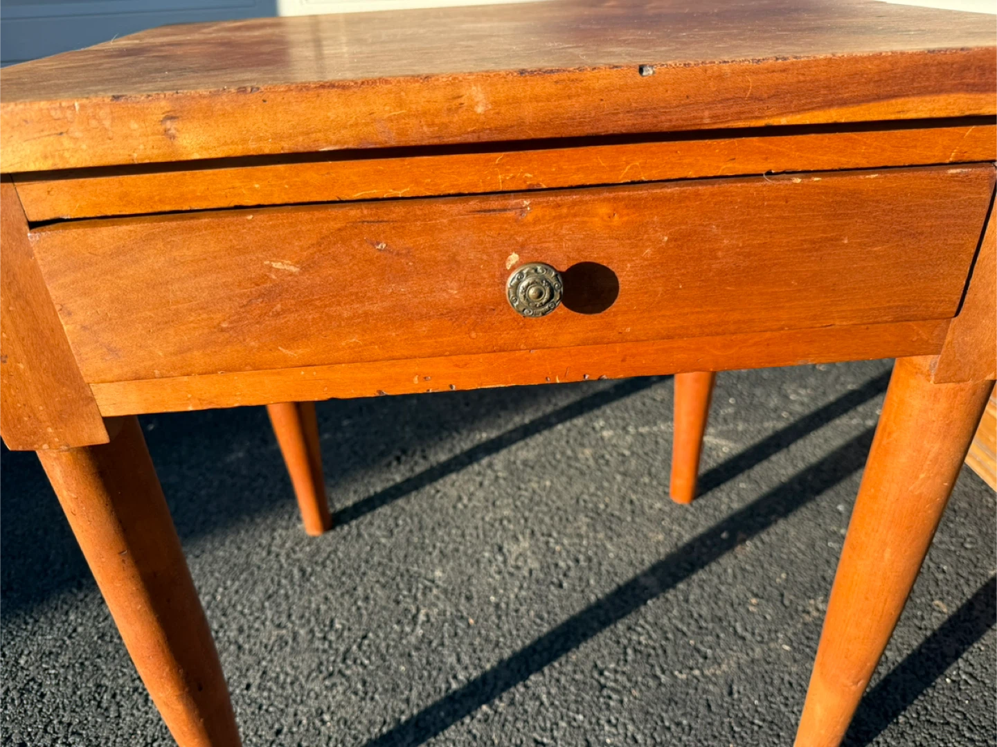 Antique Table w Drawer Split Top Solid Wood Restoration Project - photo 2