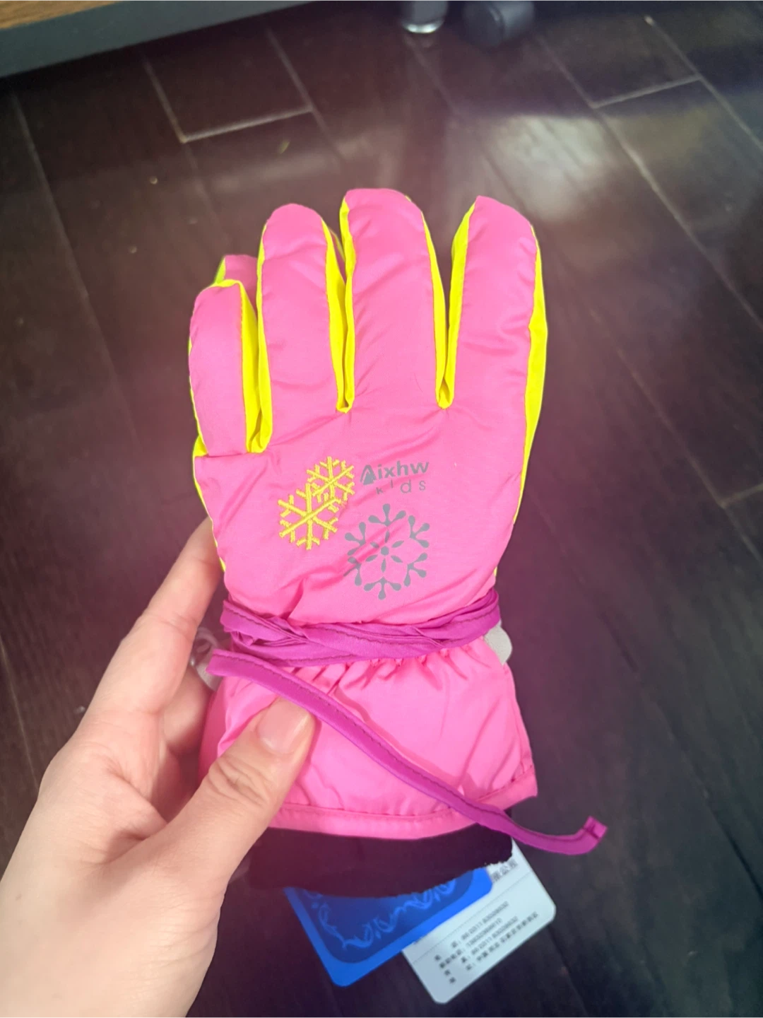 Aixhw Kids Pink & Yellow Snow Mittens
