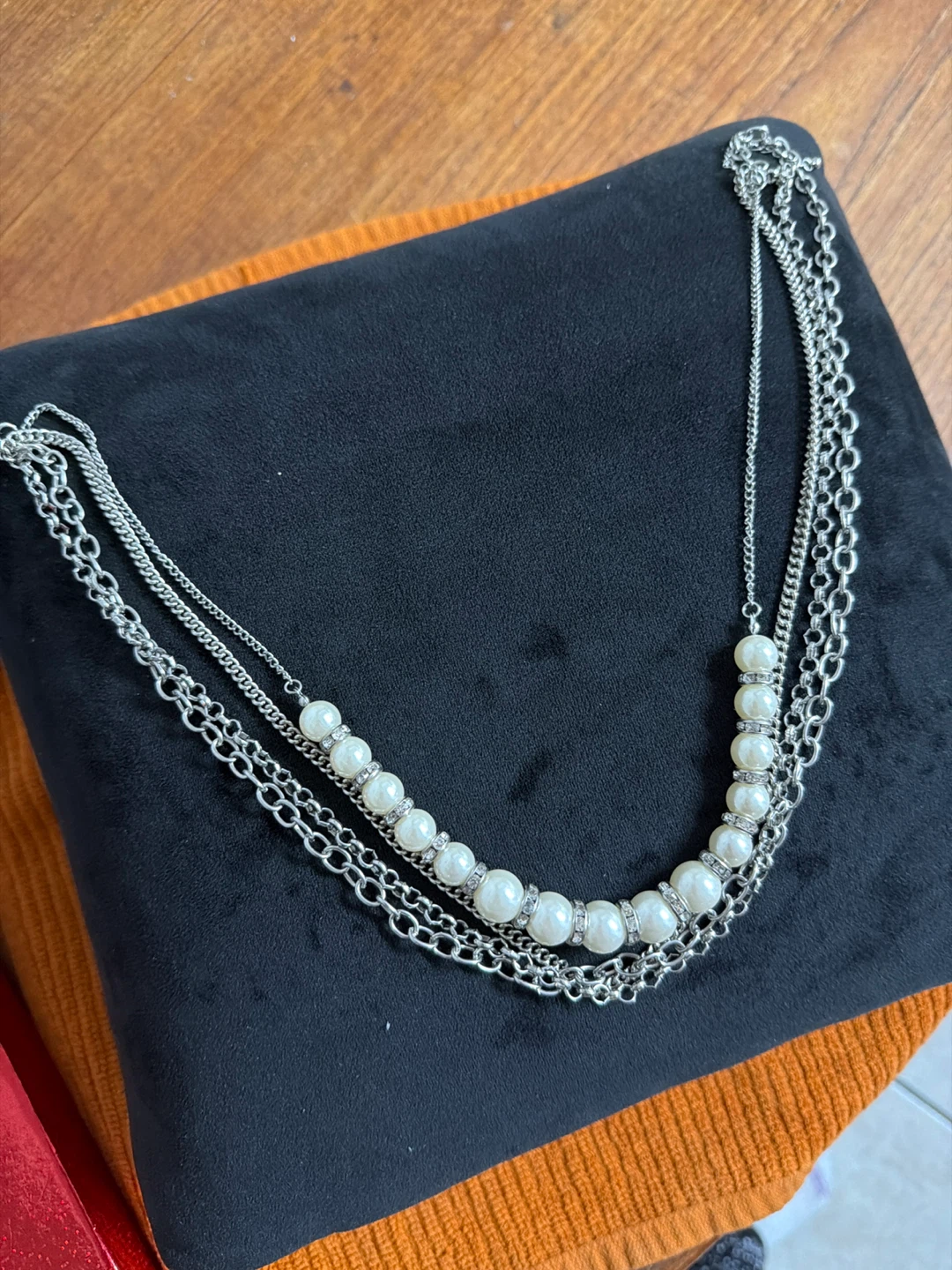 Multi-strand Faux Pearl and Silver-tone Chain Necklace - photo 2