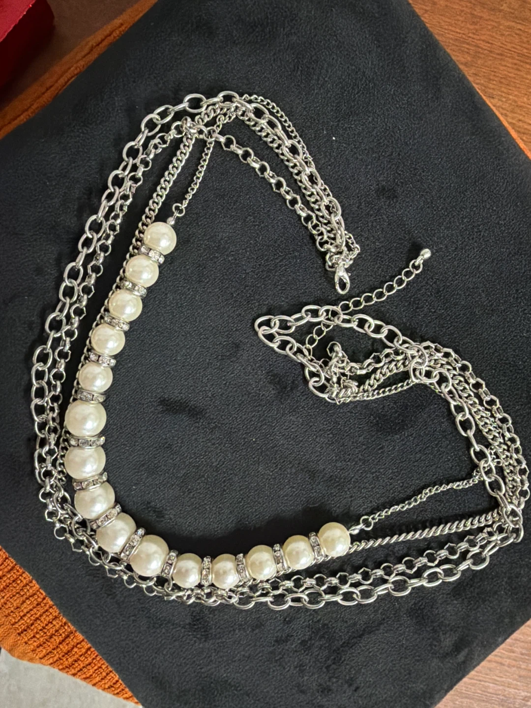 Multi-strand Faux Pearl and Silver-tone Chain Necklace - photo 4