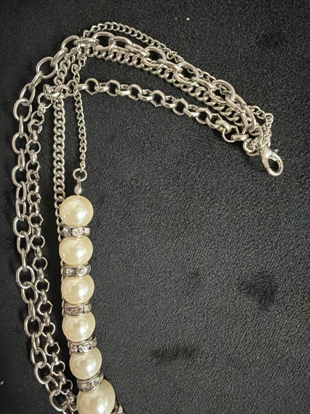 Multi-strand Faux Pearl and Silver-tone Chain Necklace - photo 3